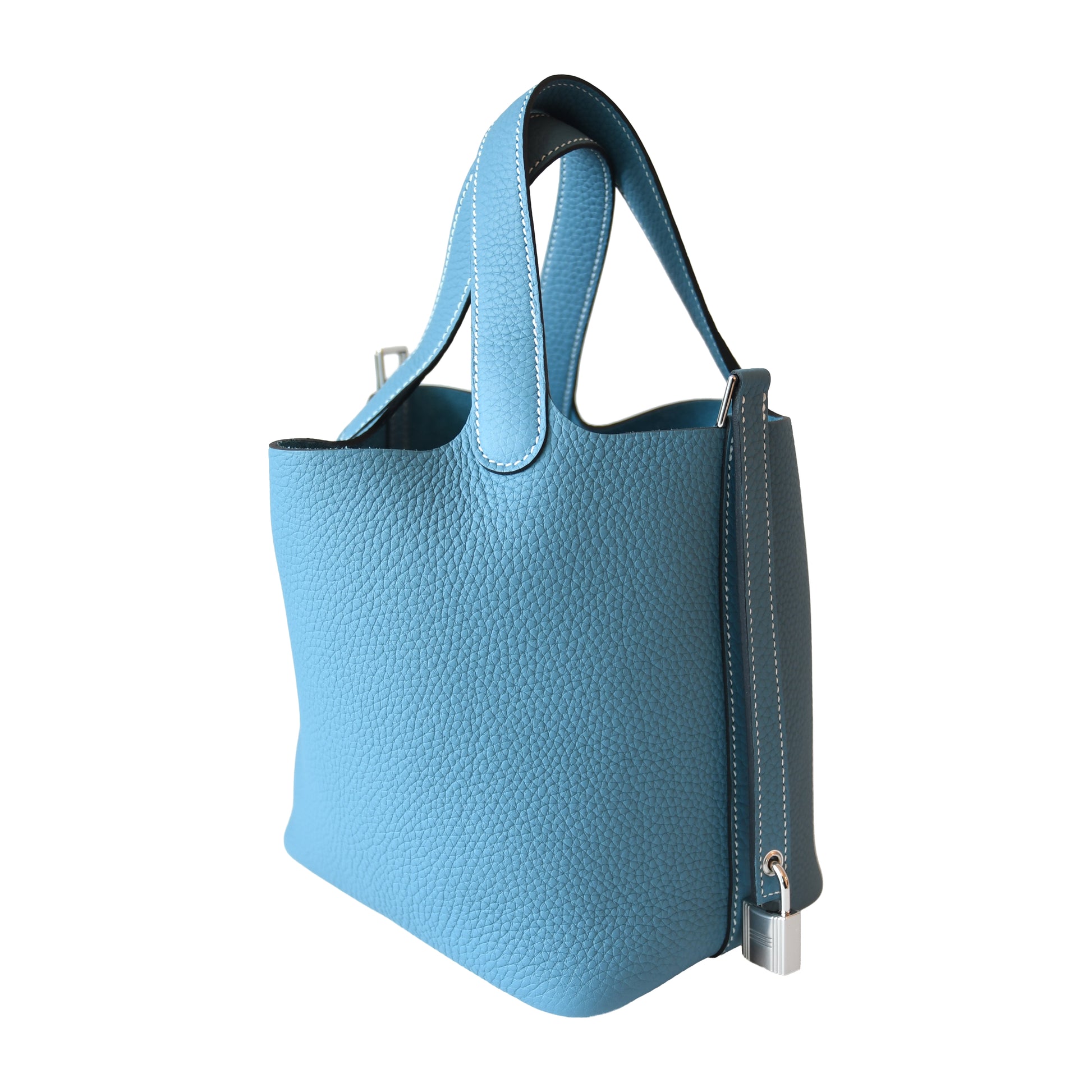 Hermes Picotin Lock 18 Clemence Palladium Hardware Denim Blue-NOBLEMARS