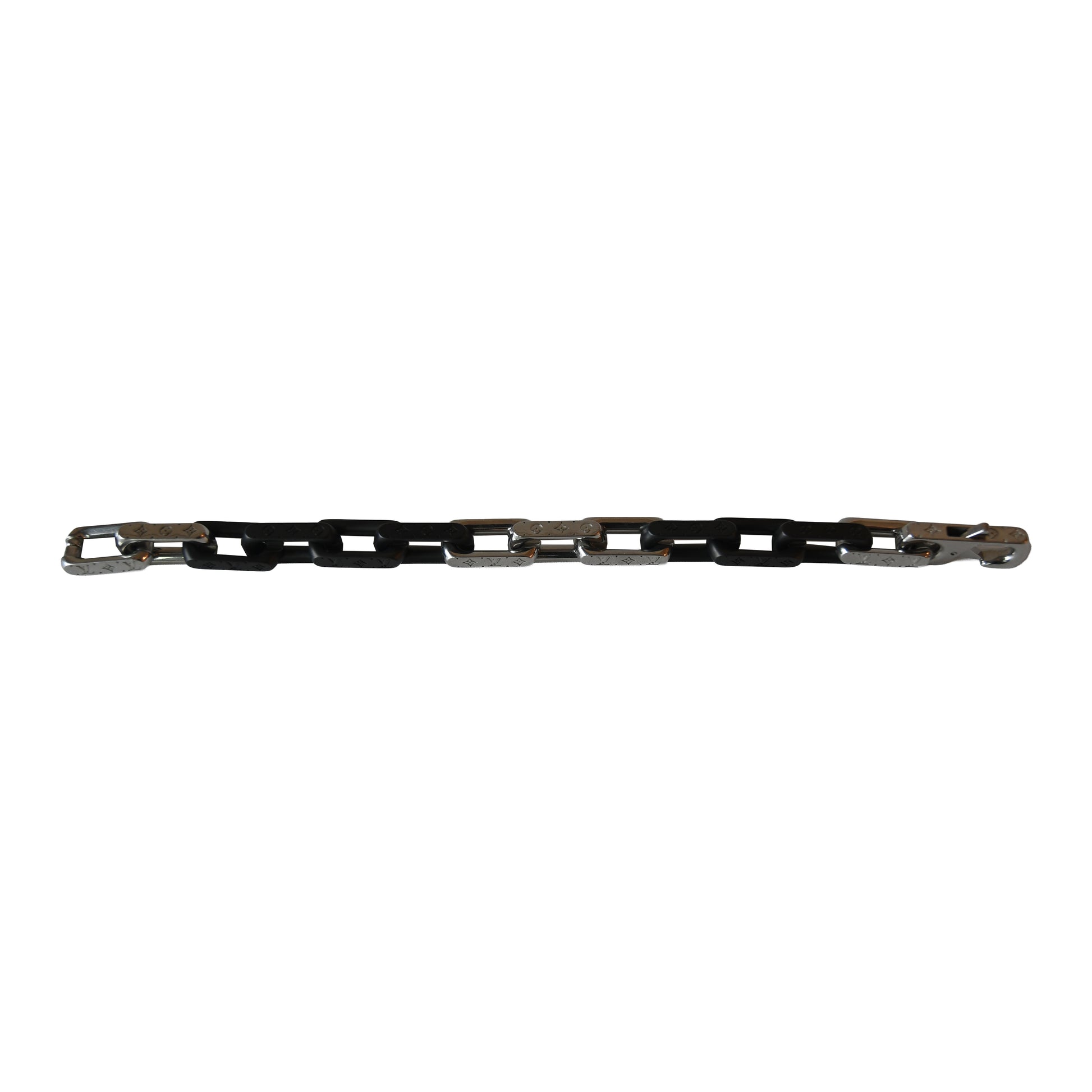 Louis Vuitton Stainless Steel Monogram Chain Bracelets Black White-NOBLEMARS