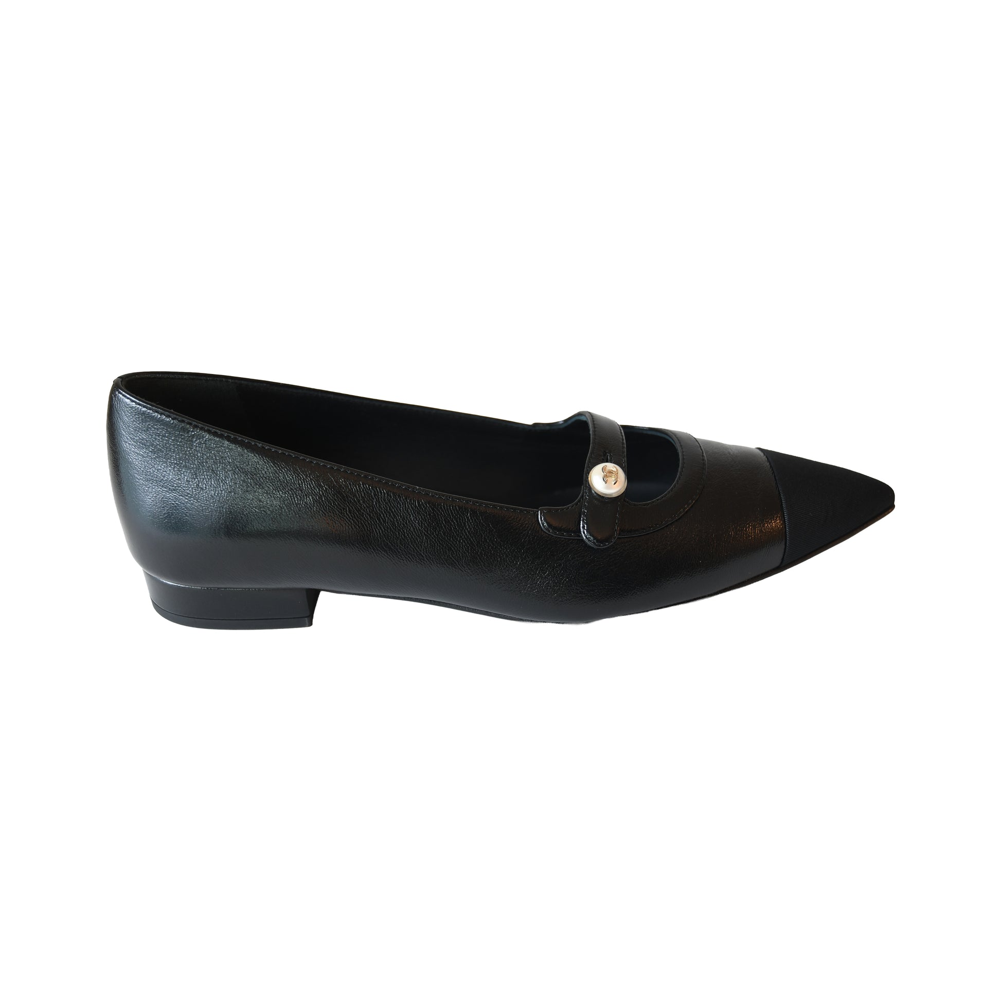 Chanel Interlocking CC Logo Ballet Flats Black-NOBLEMARS