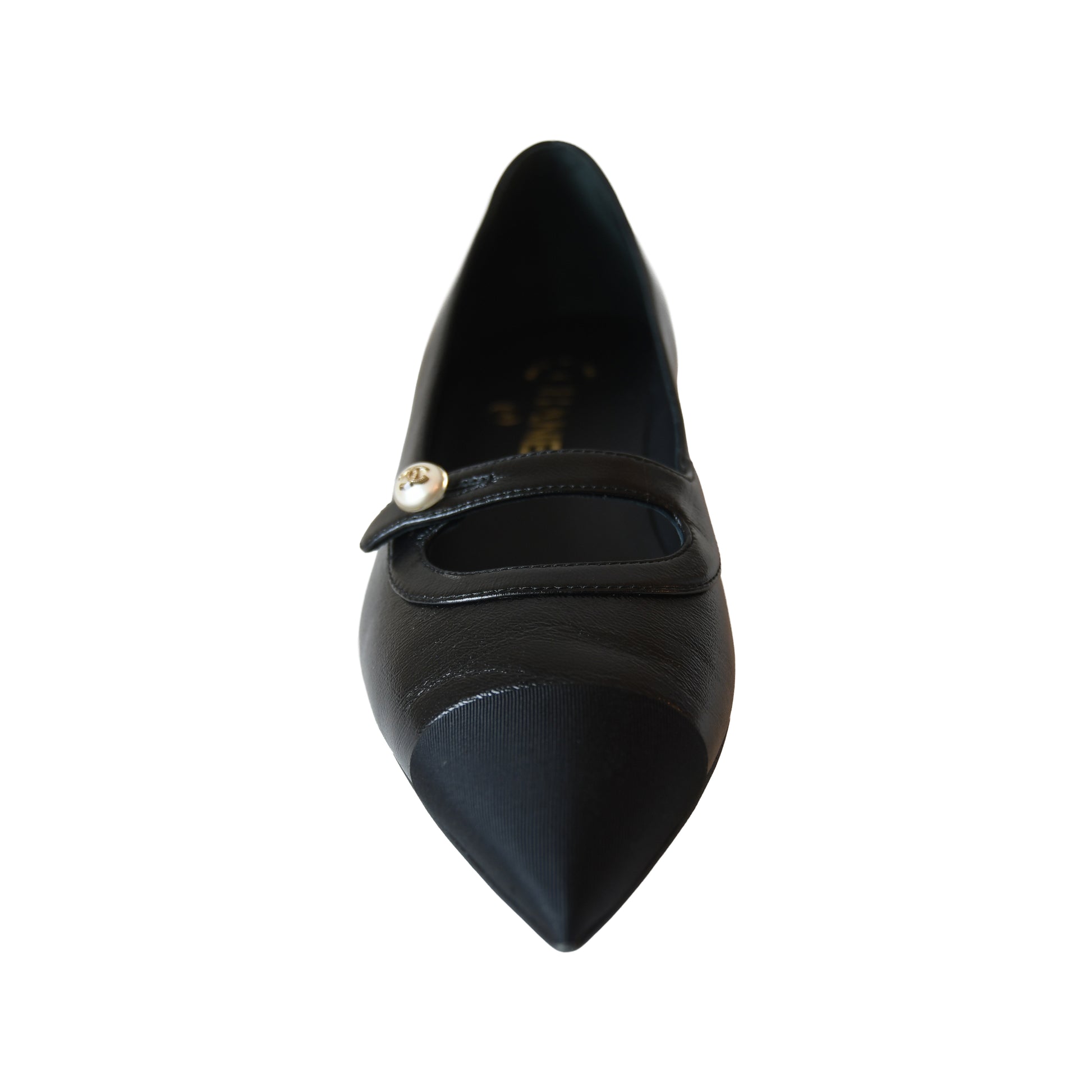 Chanel Interlocking CC Logo Ballet Flats Black-NOBLEMARS