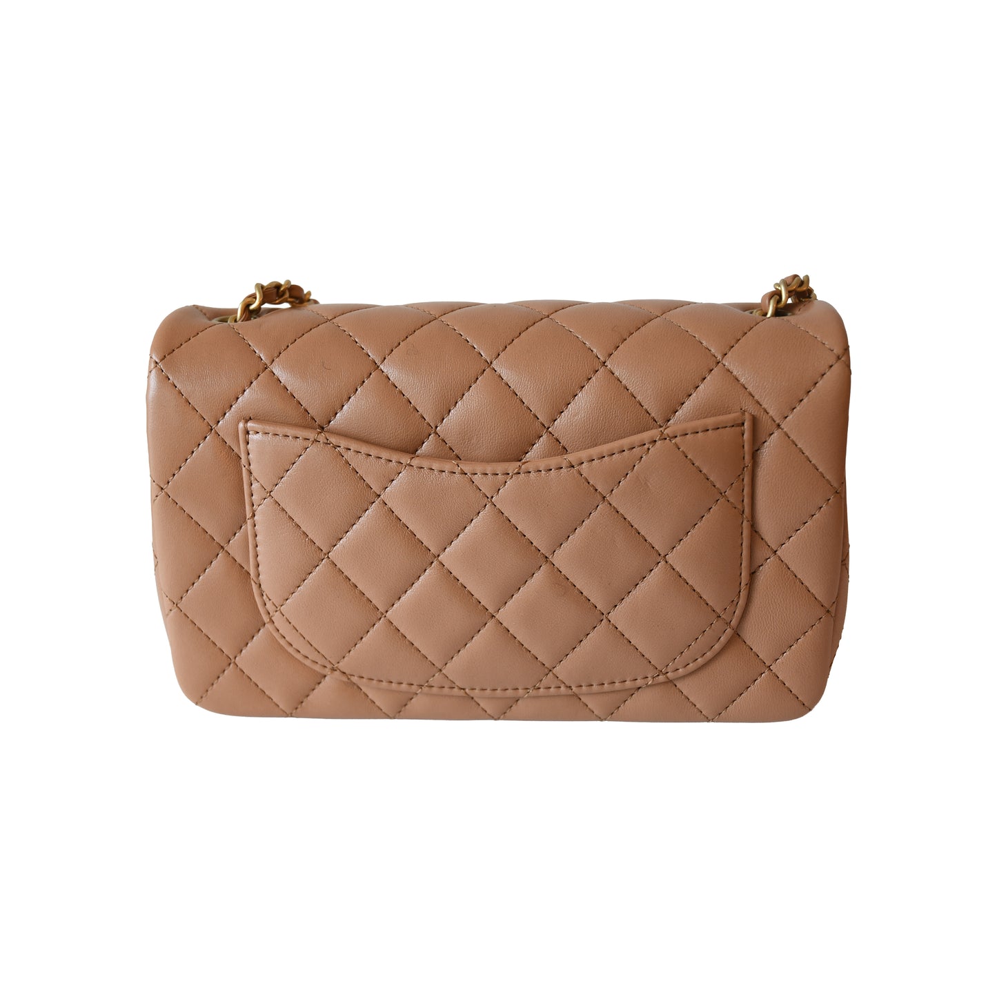 Chanel Lambskin Quilted Mini CC Pearl Crush Rectangular Flap Bag Caramel-NOBLEMARS