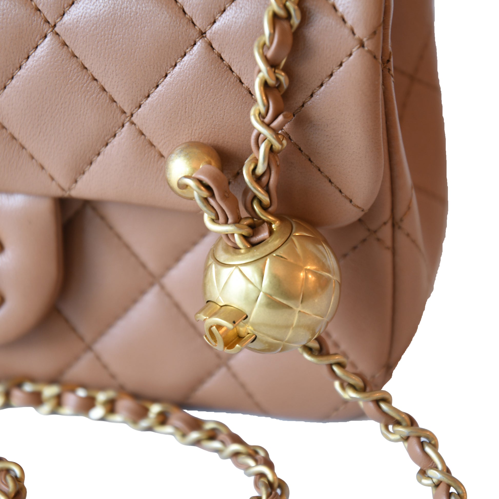 Chanel Lambskin Quilted Mini CC Pearl Crush Rectangular Flap Bag Caramel-NOBLEMARS