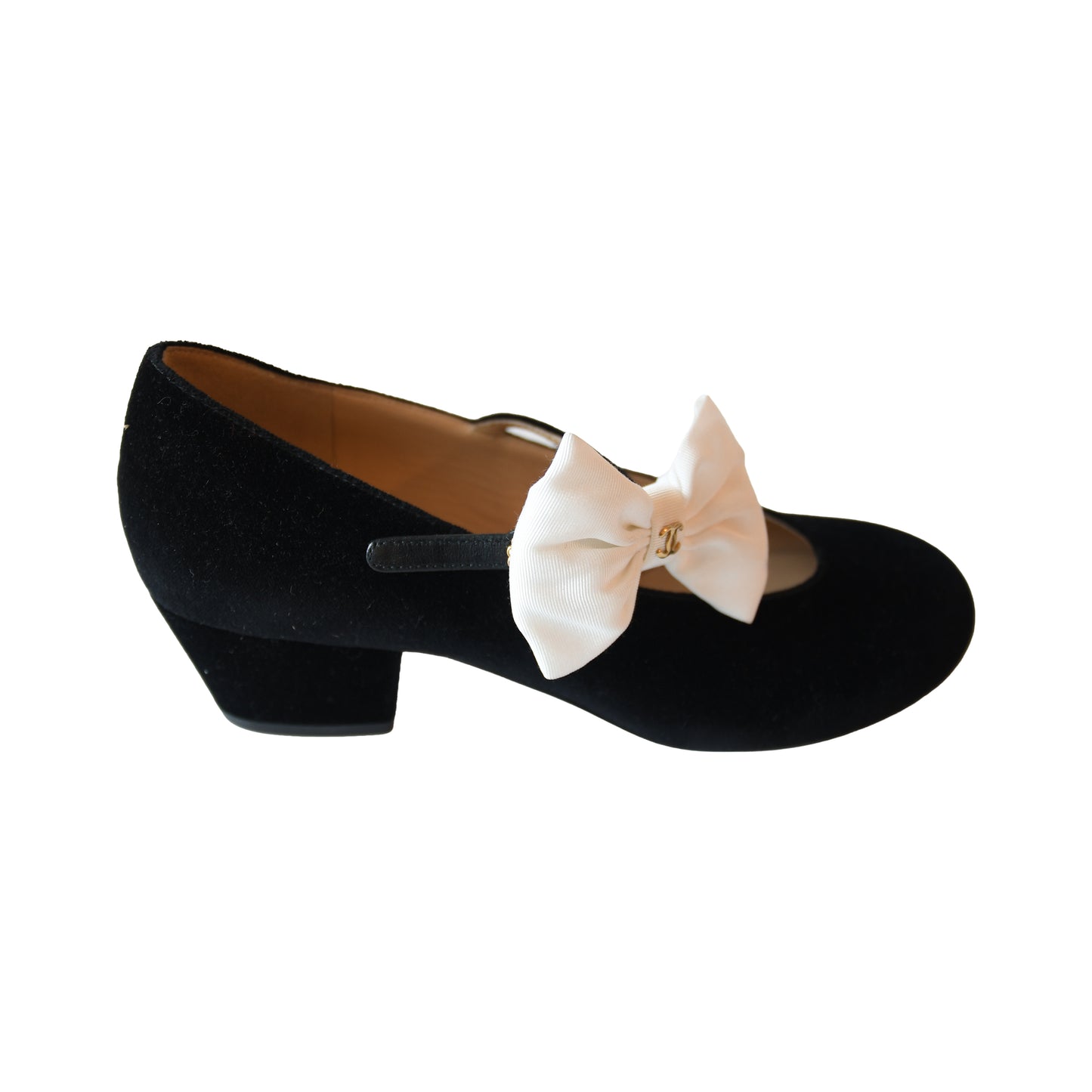 Chanel 24A D'Art Velvet Mary Jane Flat Black-NOBLEMARS