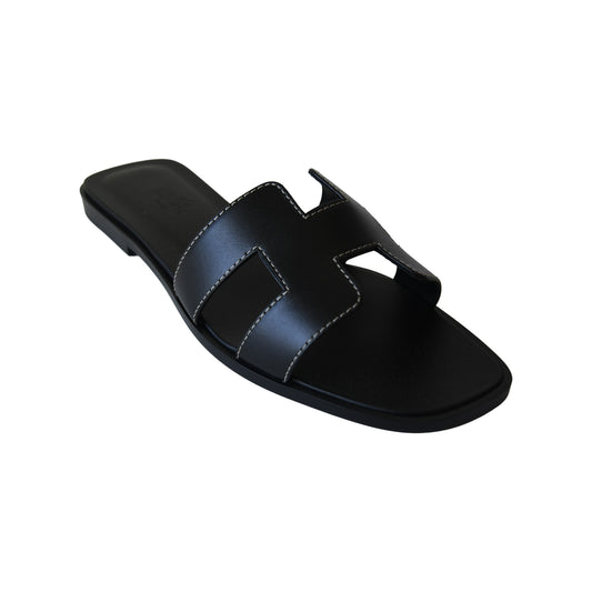 Hermes Oran Sandals Black-NOBLEMARS