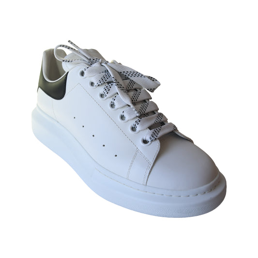 Alexander McQueen Larry Oversized Leather Sneaker White Black-NOBLEMARS