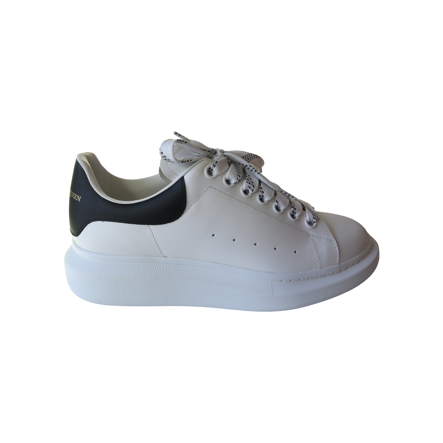 Alexander McQueen Larry Oversized Leather Sneaker White Black-NOBLEMARS