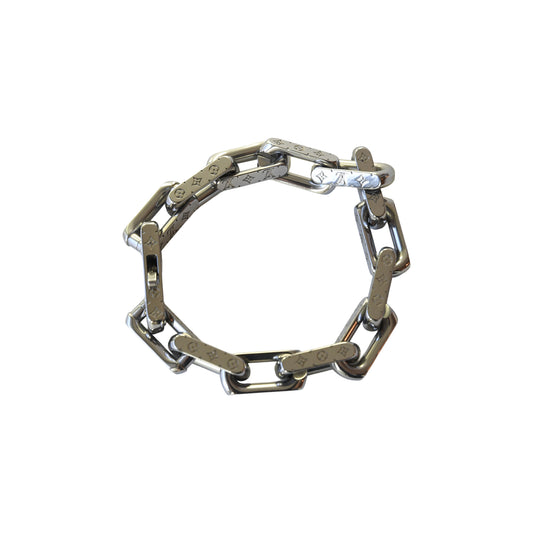 Louis Vuitton Stainless Steel Monogram Chain Bracelets Silver-NOBLEMARS