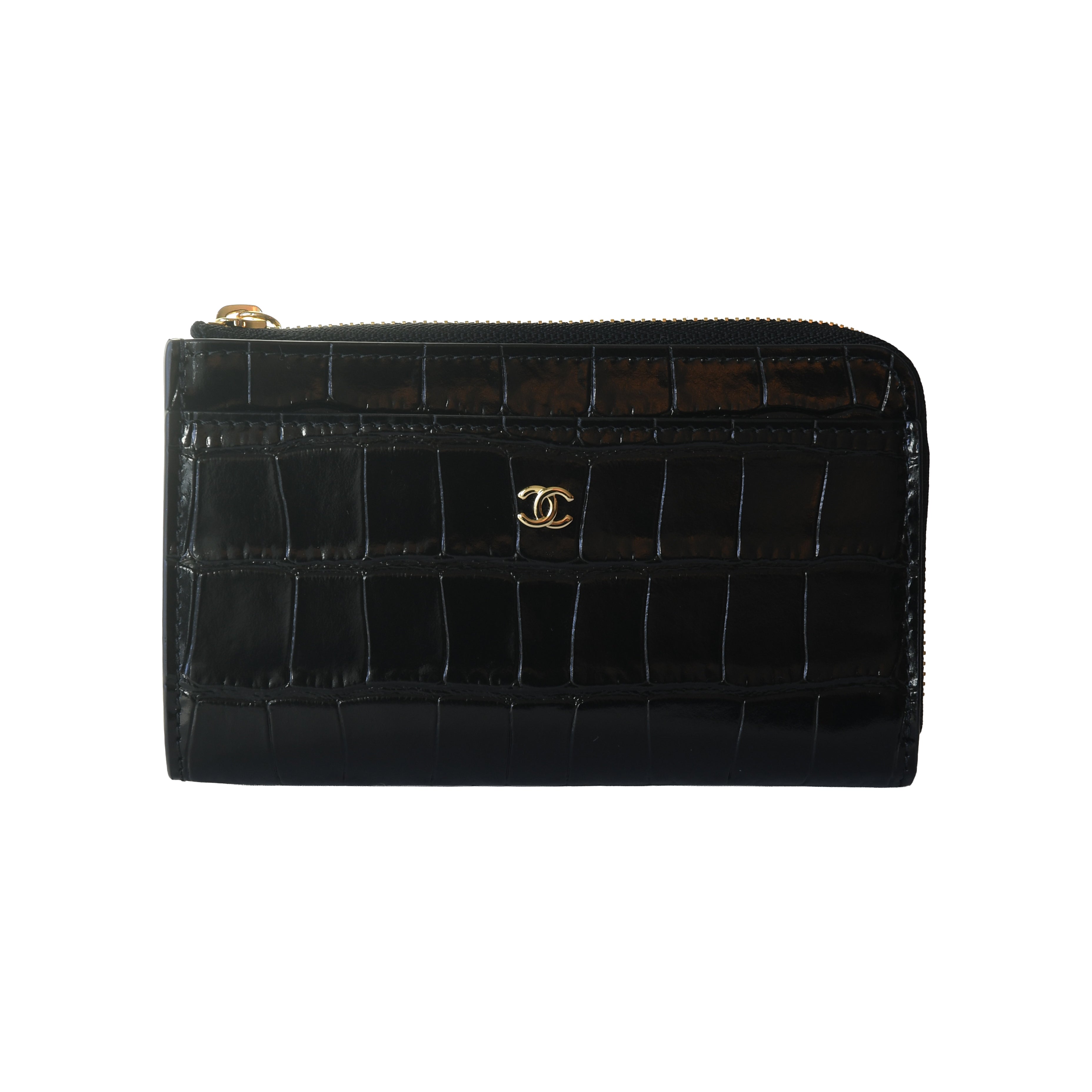 Chanel Crocodile Embossed Calfskin Fragment Case Zipped Card