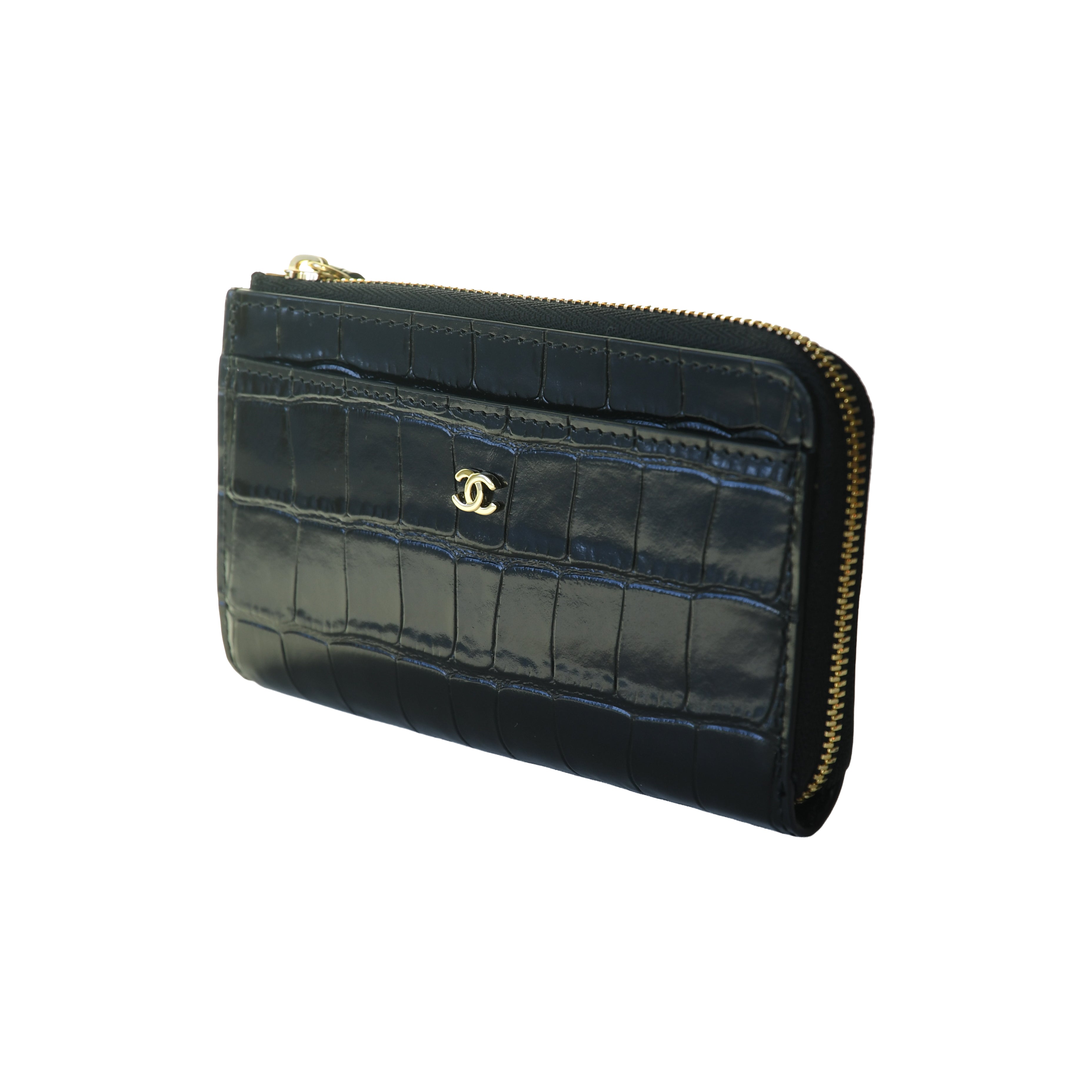 Chanel Crocodile Embossed Calfskin Fragment Case Zipped Card