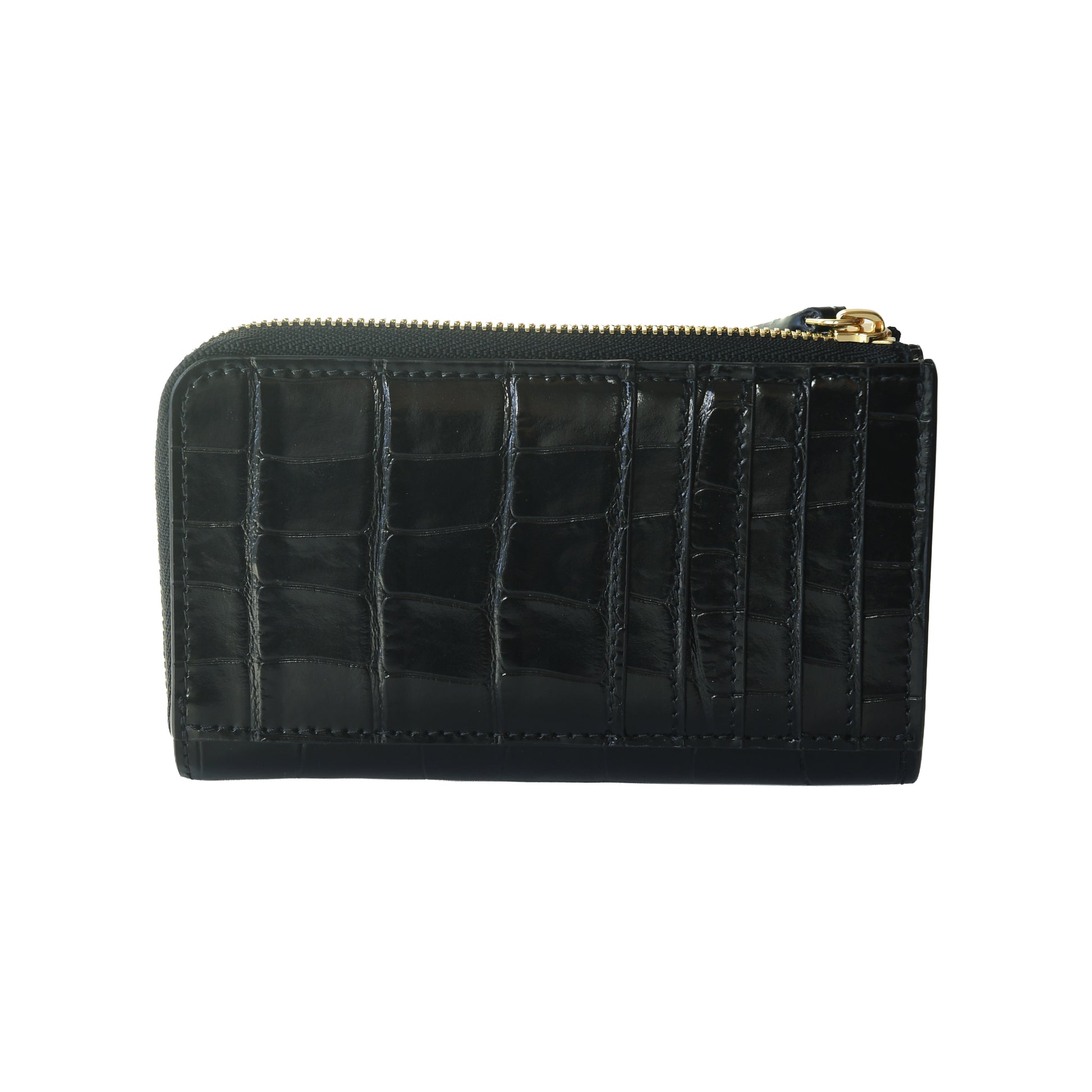 Chanel Crocodile Embossed Calfskin Fragment Case Zipped Card Holder Black-NOBLEMARS