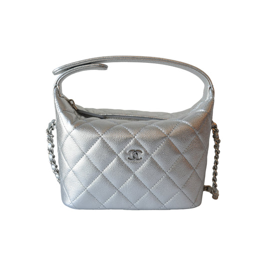 Chanel Caviar Quilted Hobo Bags Silver——NOBLEMARS