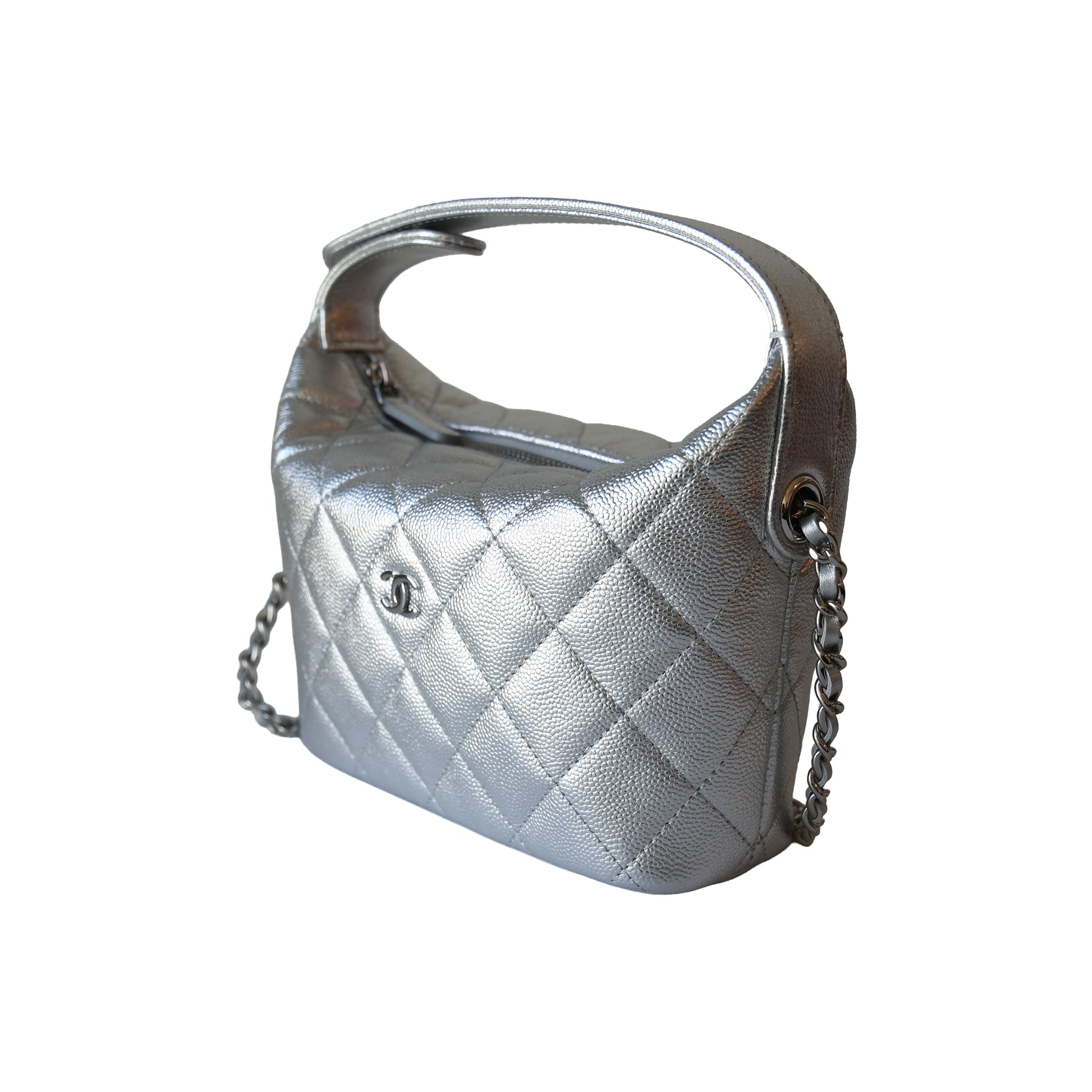 Chanel Caviar Quilted Hobo Bags Silver-NOBLEMARS