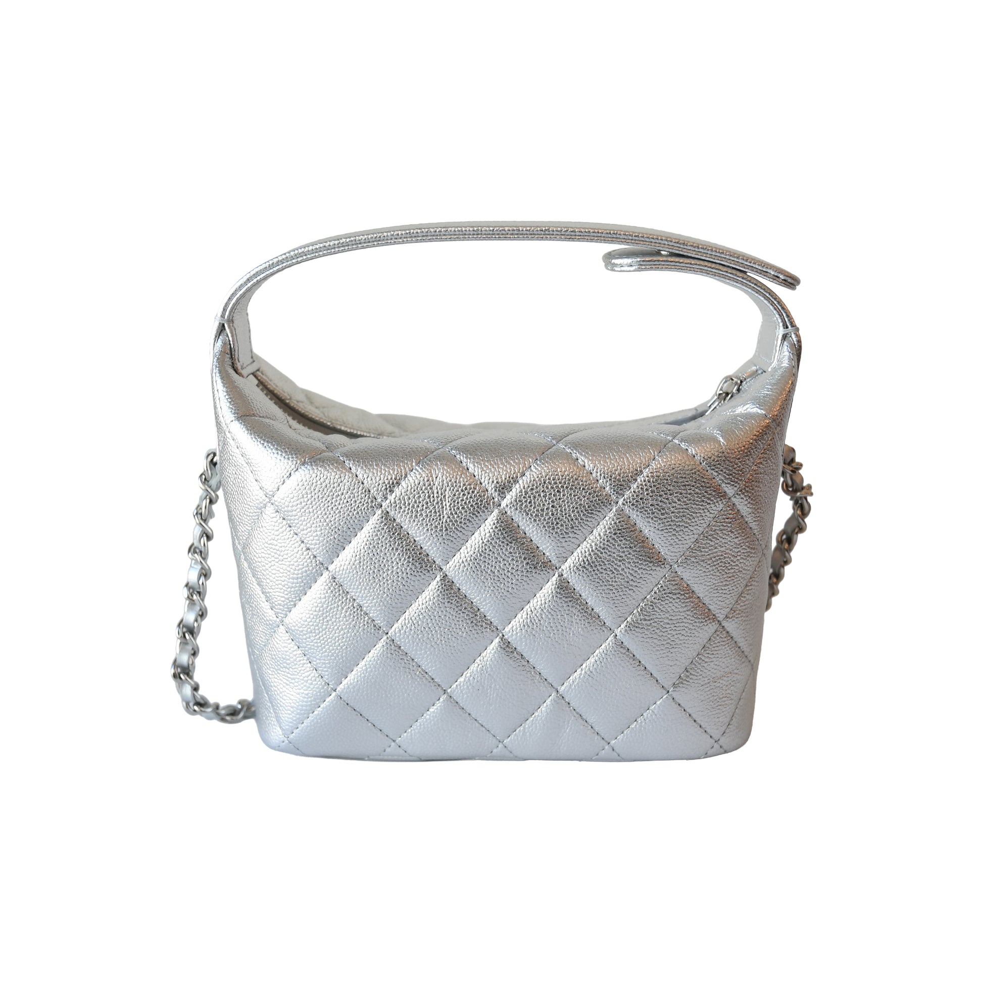 Chanel Caviar Quilted Hobo Bags Silver-NOBLEMARS