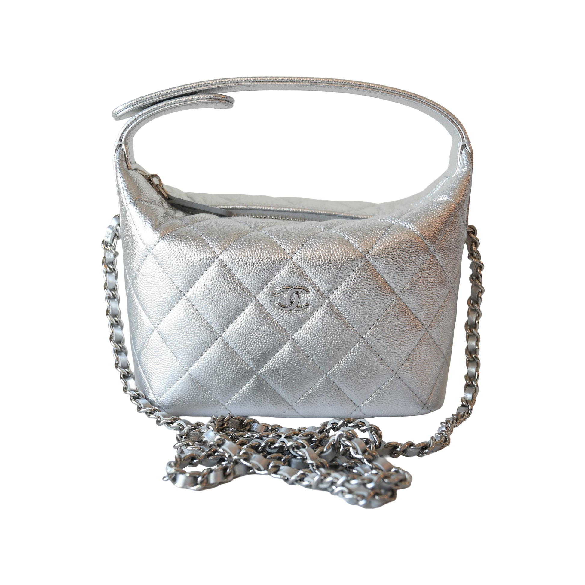 Chanel Caviar Quilted Hobo Bags Silver-NOBLEMARS