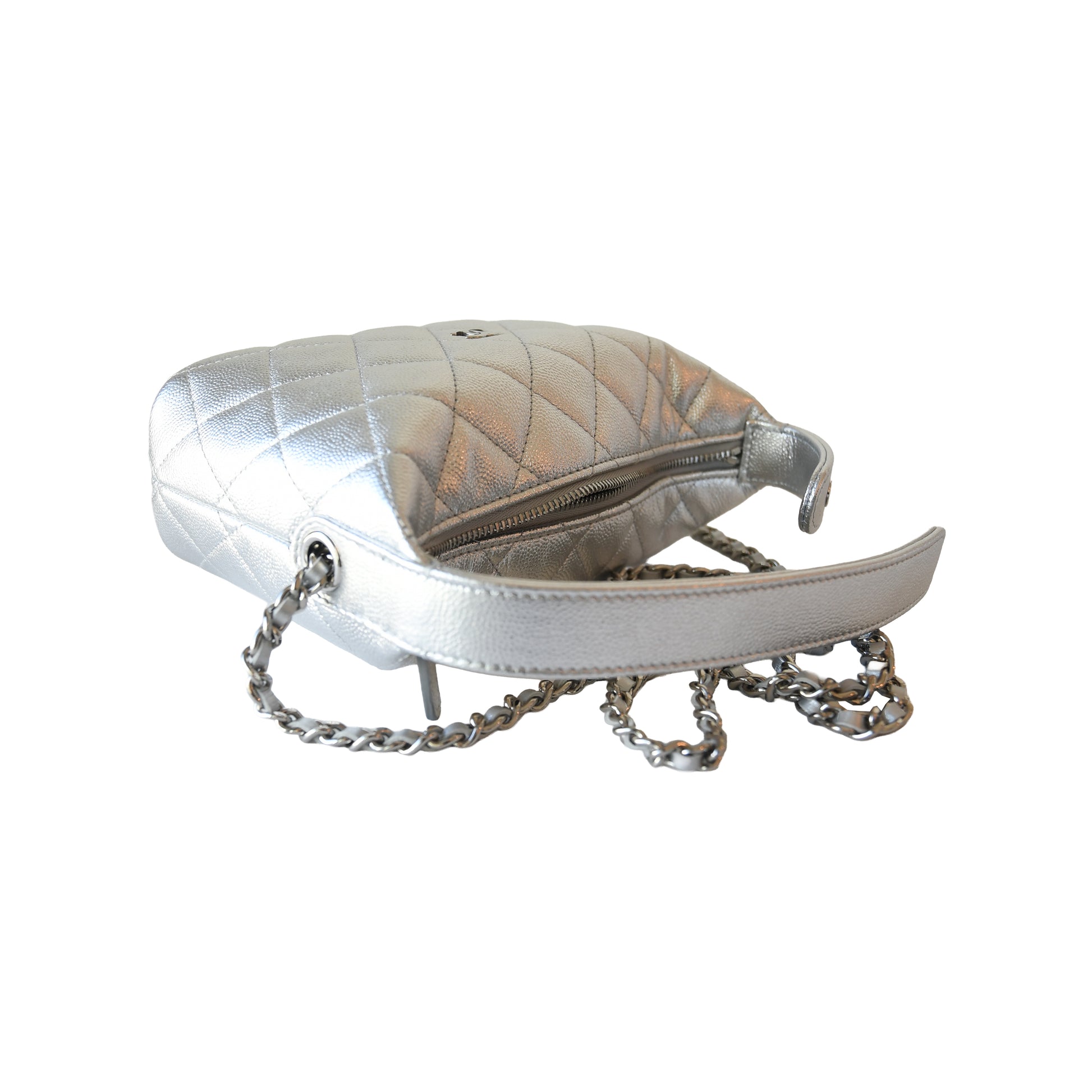 Chanel Caviar Quilted Hobo Bags Silver-NOBLEMARS