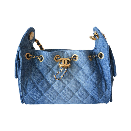Chanel Quilted Mini Denim 25 Hobo Bag Blue——NOBLEMARS