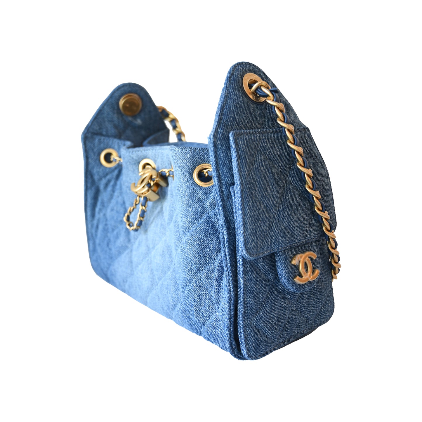 Chanel Quilted Mini Denim 25 Hobo Bag Blue-NOBLEMARS