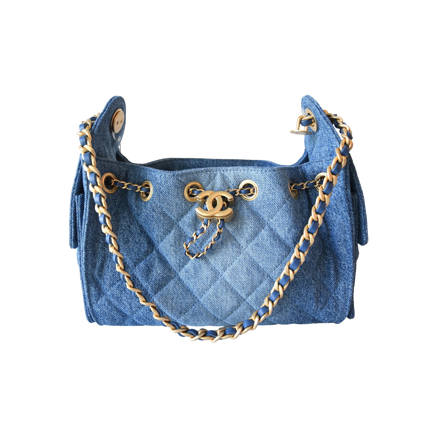 Chanel Quilted Mini Denim 25 Hobo Bag Blue-NOBLEMARS