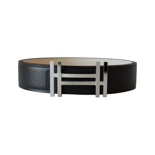 Hermes H AU Carre Reversible Belt Noir Blanc——NOBLEMARS