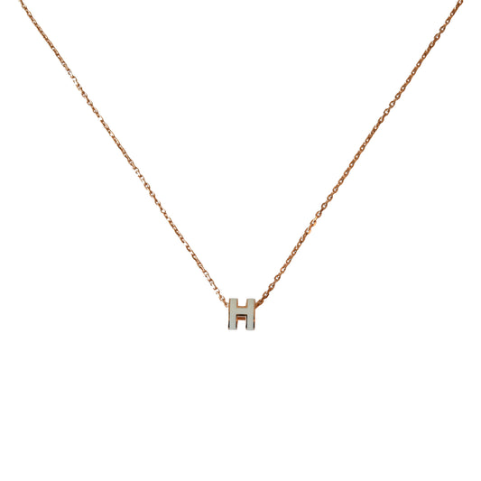 Hermes Mini Pop H Necklaces Rose Gold Hardware White——NOBLEMARS