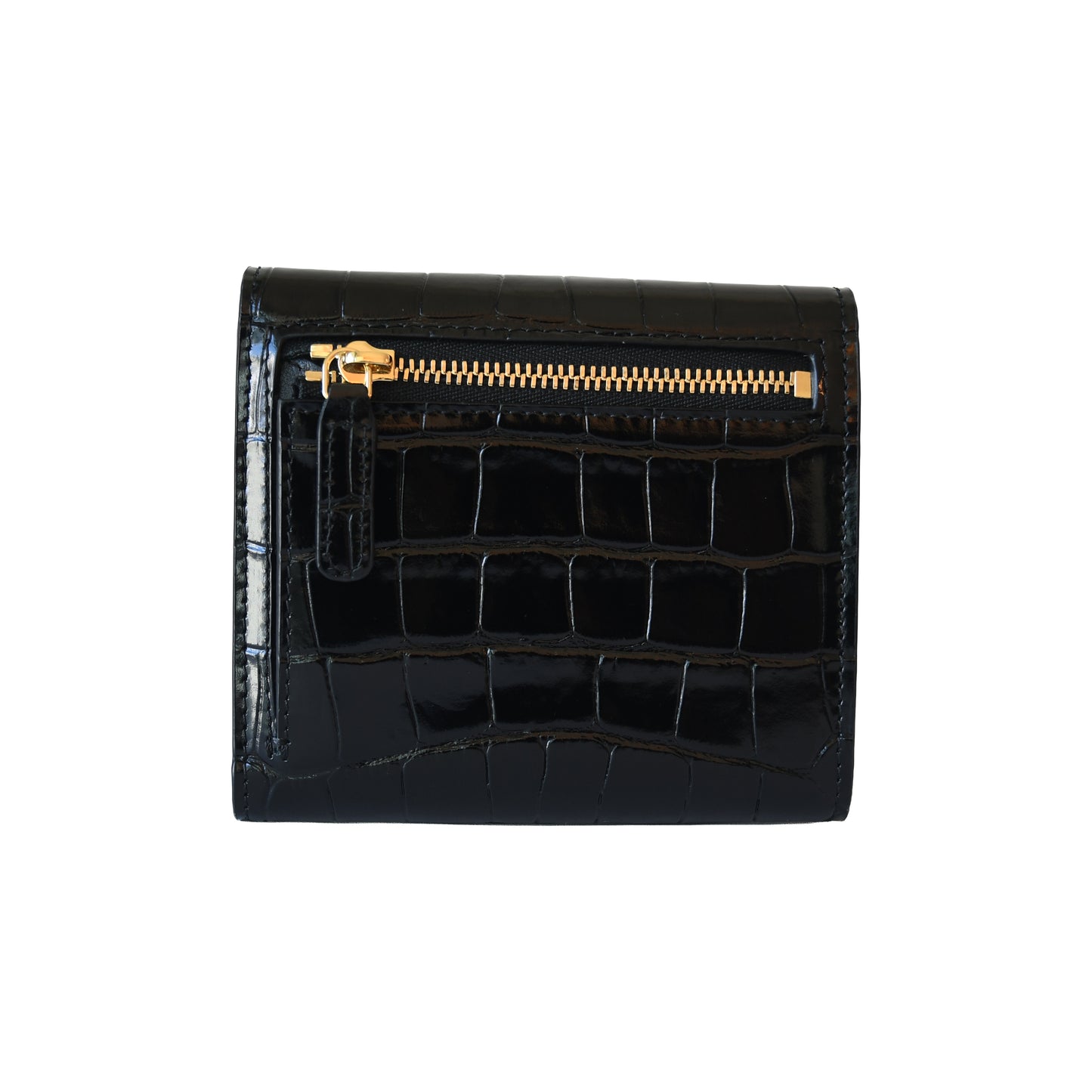 Chanel Classic Embossed Crocodile Small Trifold Flap Wallet Black-NOBLEMARS