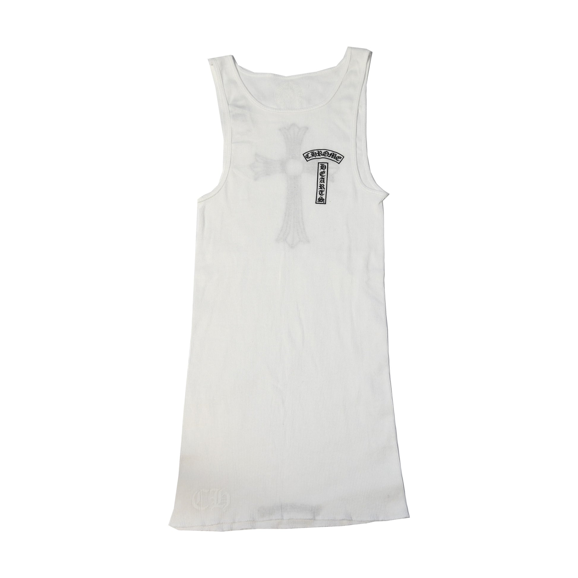Chrome Hearts T-Bar Cross Ribbed Tank Top White-NOBLEMARS