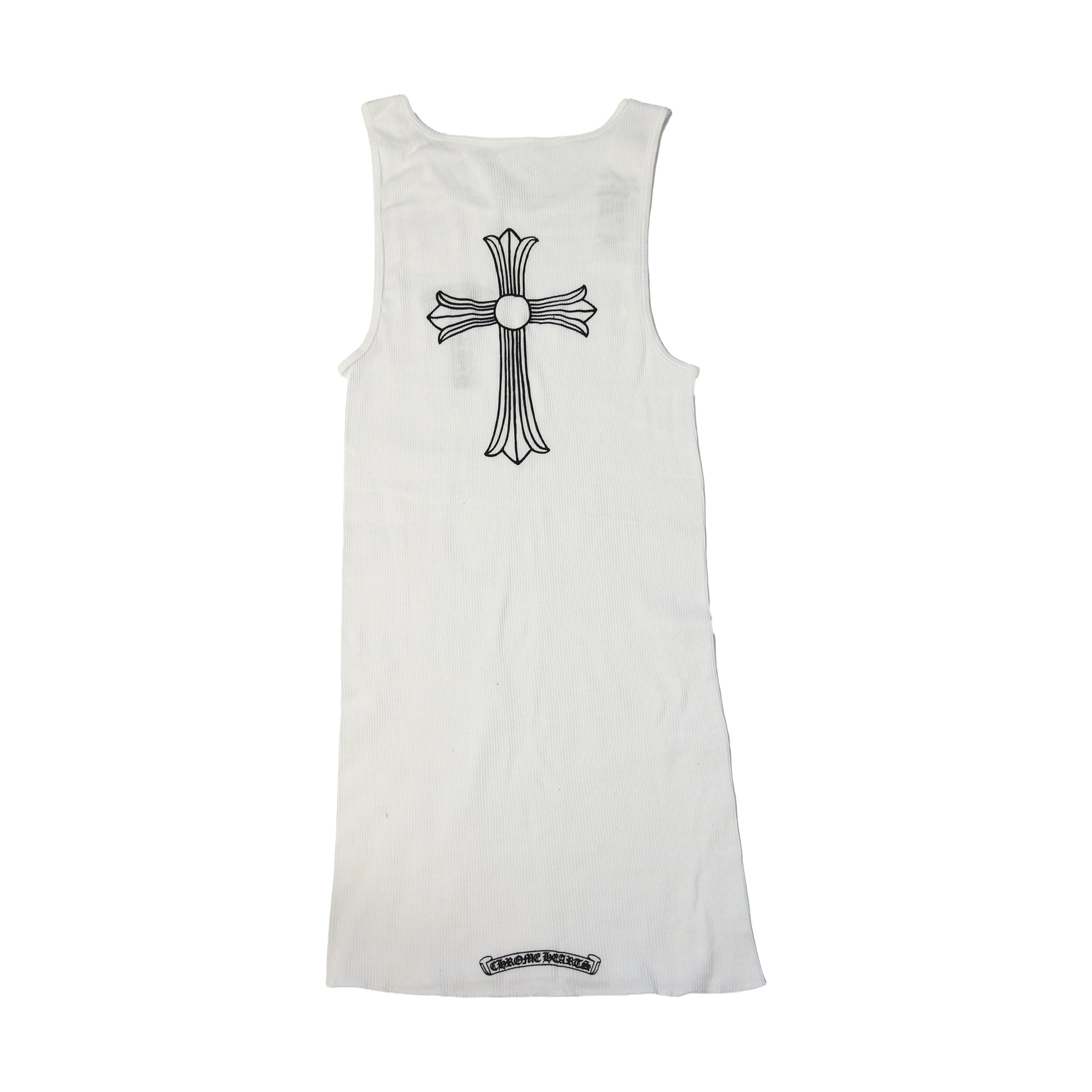 Chrome Hearts T-Bar Cross Ribbed Tank Top White-NOBLEMARS
