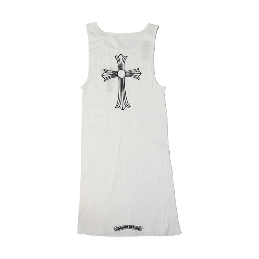 Chrome Hearts T-Bar Cross Ribbed Tank Top White-NOBLEMARS