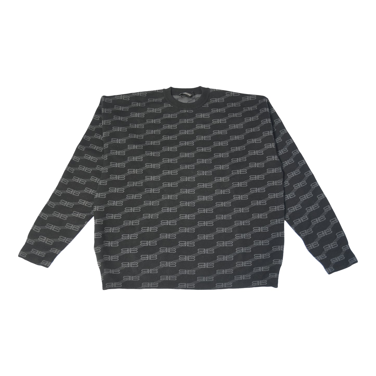 Balenciaga BB Monogram Wool Knit Sweater Grey Black-NOBLEMARS