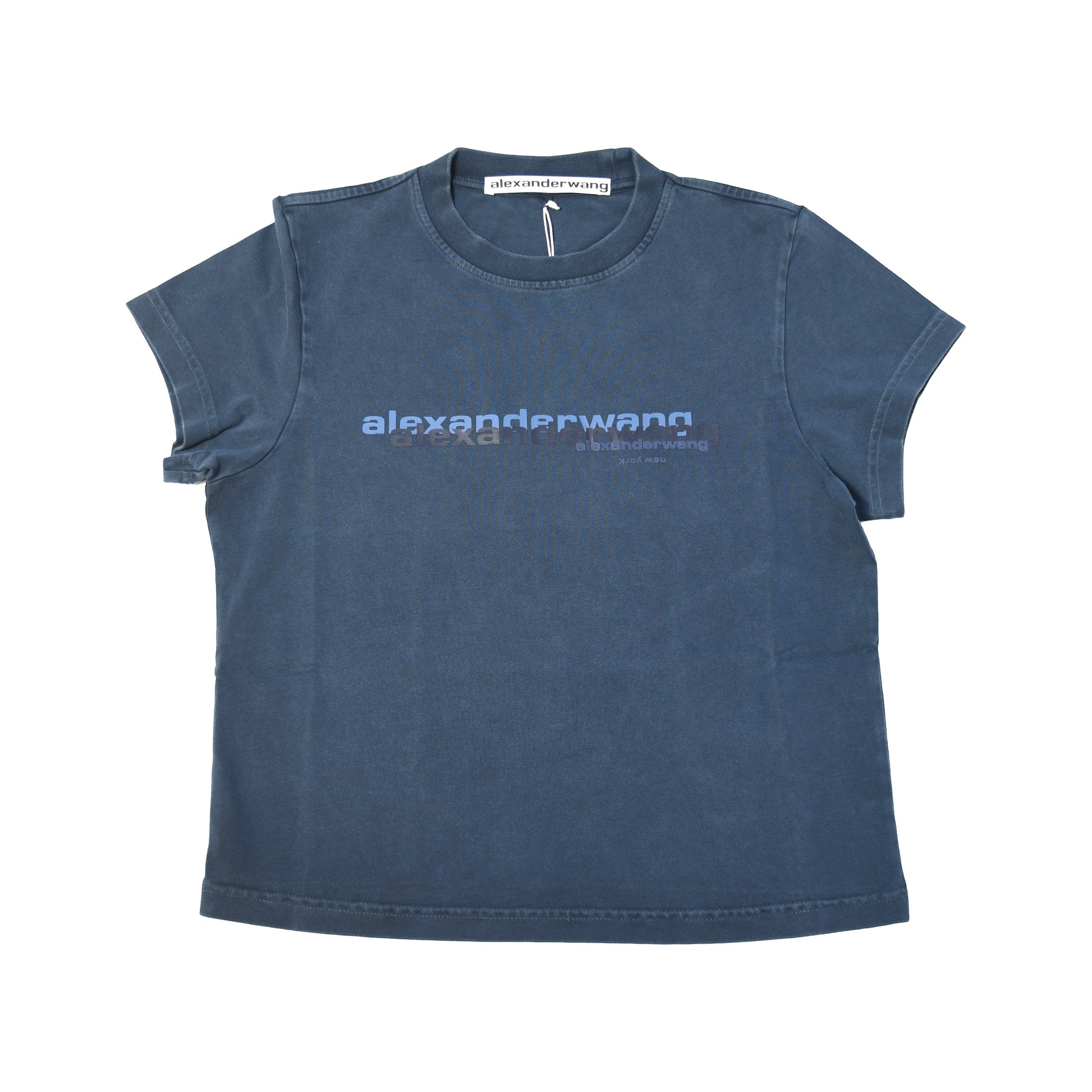 Alexander Wang Shrunken Puff Logo T-Shirts Deep Navy-NOBLEMARS