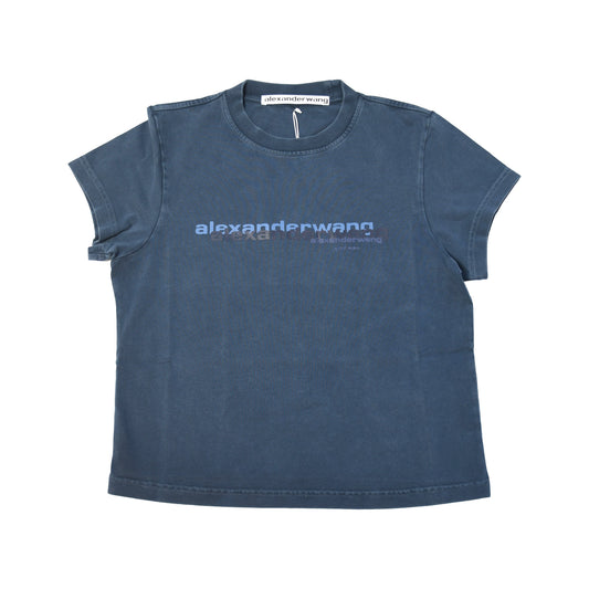 Alexander Wang Shrunken Puff Logo T-Shirts Deep Navy-NOBLEMARS