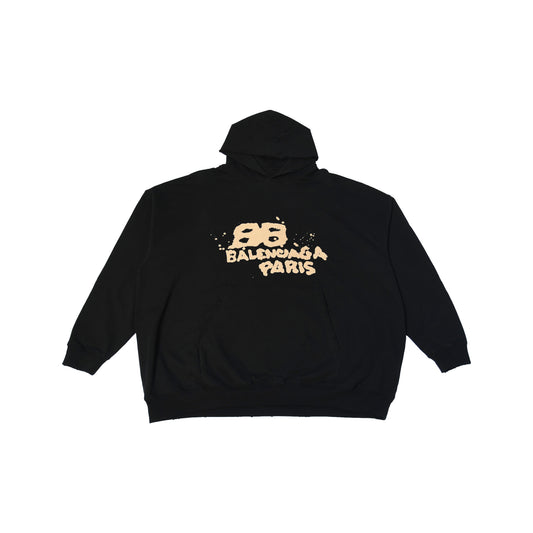 Balenciaga Hand Drawn BB Icon Hoodie Black-NOBLEMARS