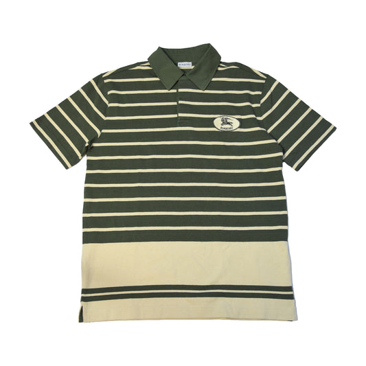 Burberry Striped Cotton Polo Shirts Green Beige-NOBLEMARS