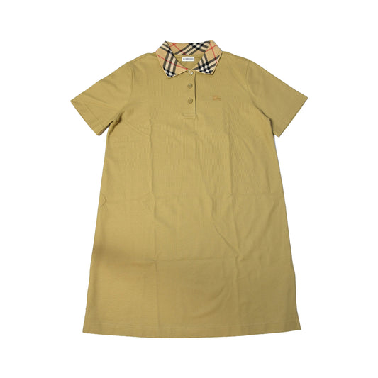 Burberry Check Collar Cotton Polo Shirts Dress Beige-NOBLEMARS