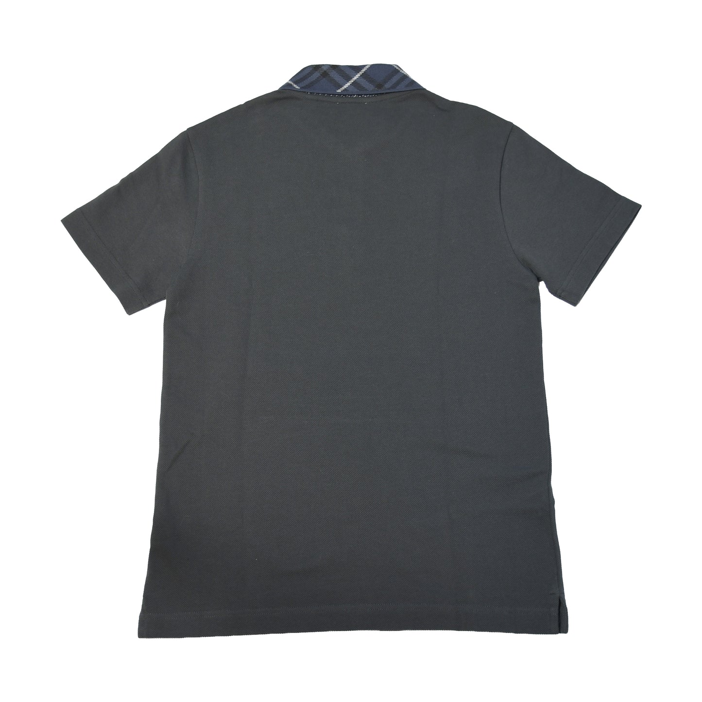 Burberry Check Collar Cotton Polo Shirts Charcoal Grey-NOBLEMARS