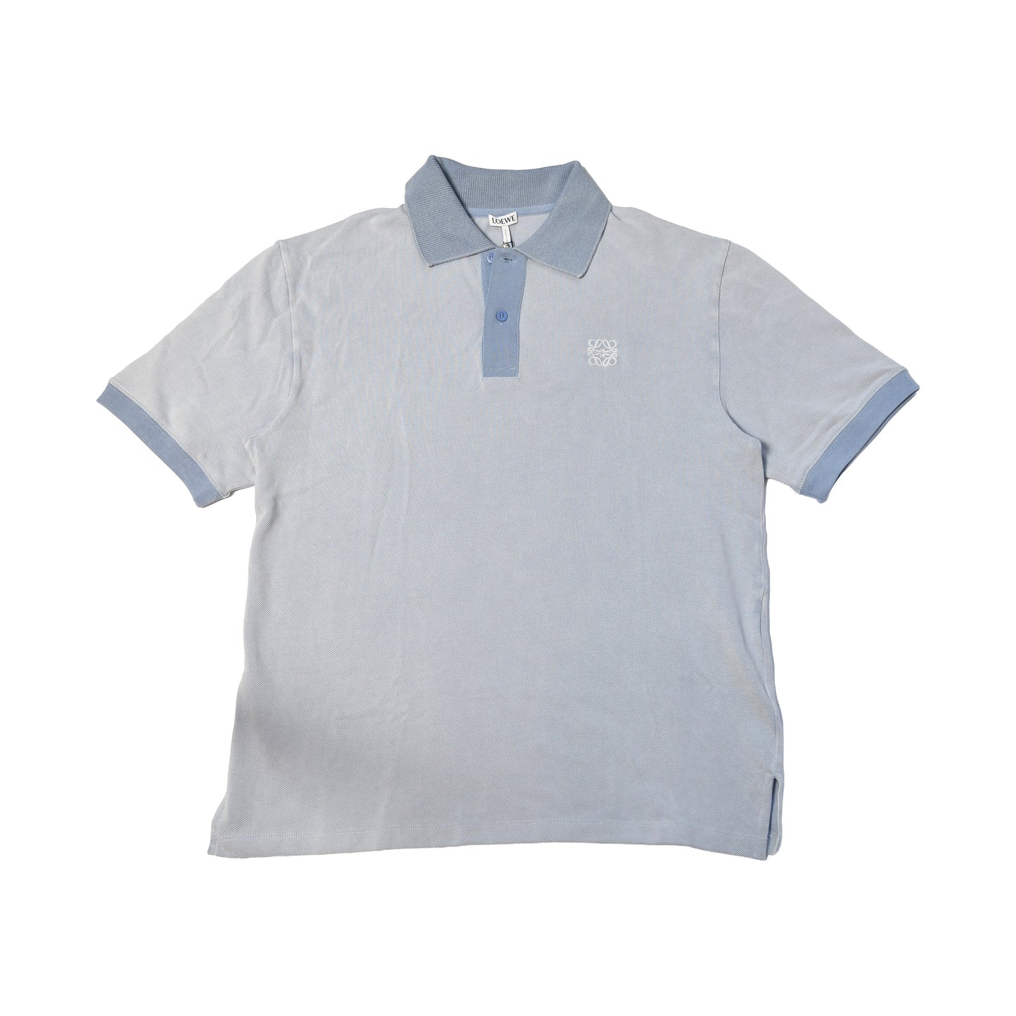 Loewe Logo Embroidered Cotton Pique Polo Shirts Sky Blue-NOBLEMARS
