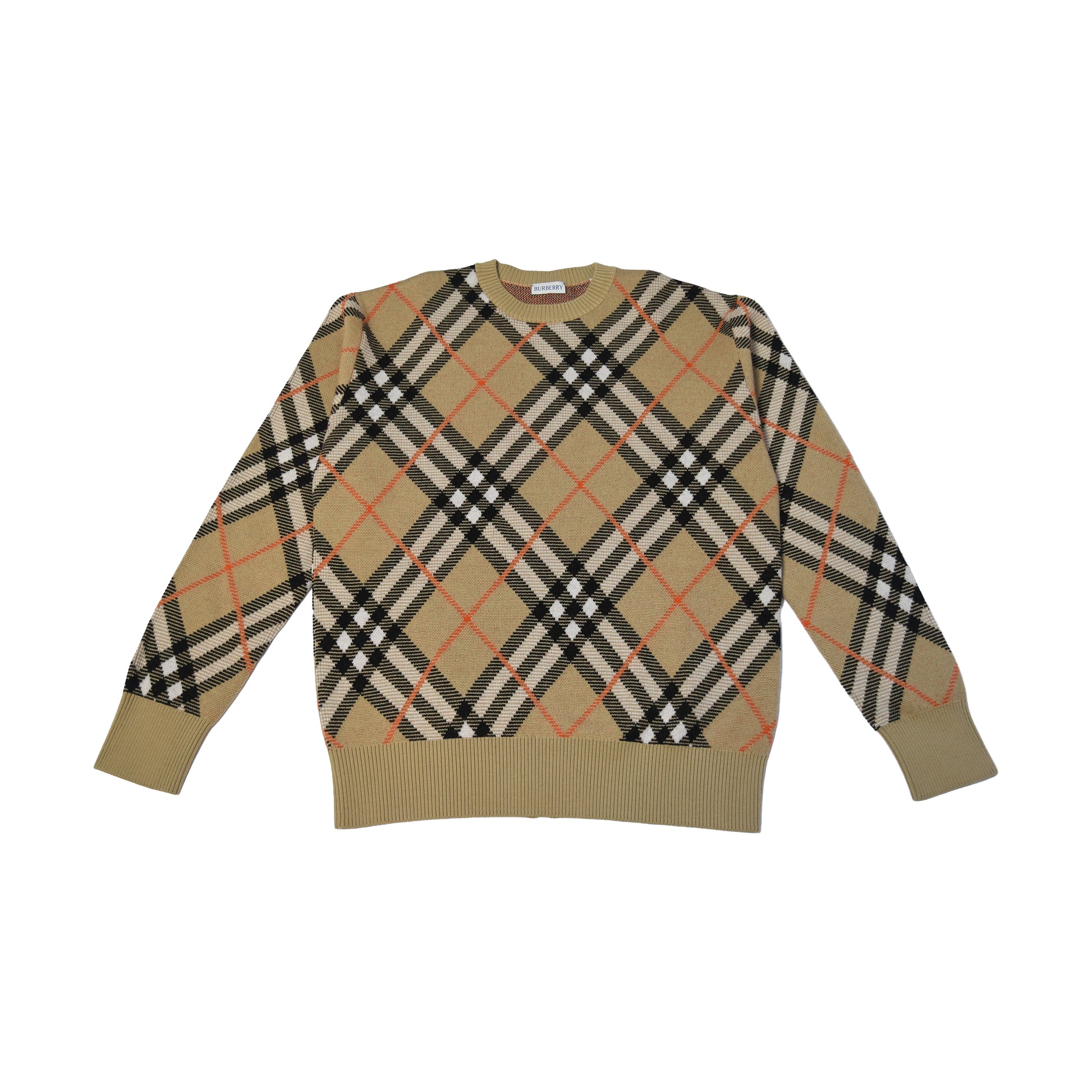 Burberry Check Wool Mohair Blend Sweaters Beige-NOBLEMARS