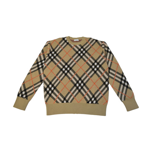 Burberry Check Wool Mohair Blend Sweaters Beige-NOBLEMARS