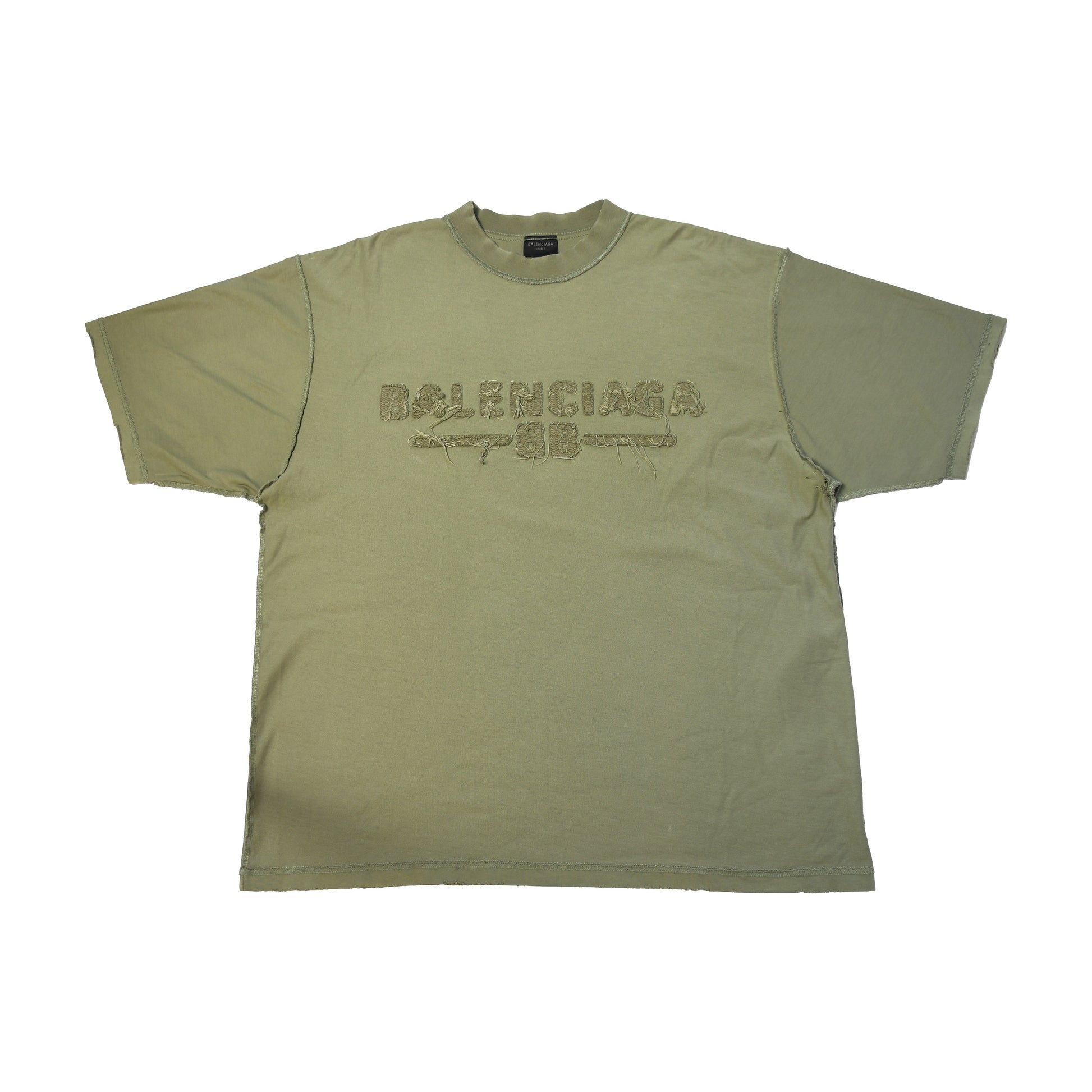 Balenciaga Barbwire Logo Oversized T-Shirts Olive-NOBLEMARS