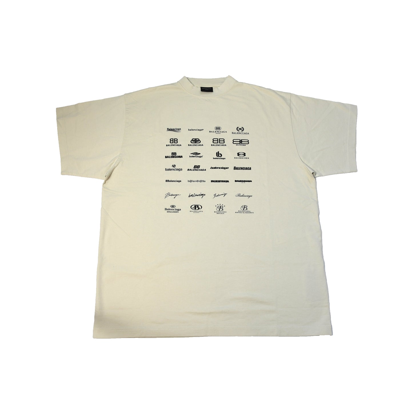 Balenciaga Archives Logo Oversized T-Shirts Light Beige-NOBLEMARS