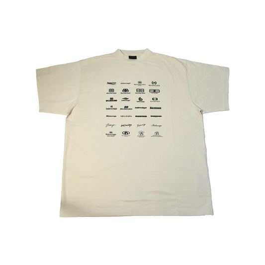 Balenciaga Archives Logo Oversized T-Shirts Light Beige-NOBLEMARS