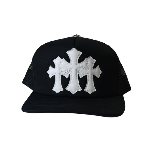 Chrome Hearts Cemetery Cross Trucker Hat Black-NOBLEMARS