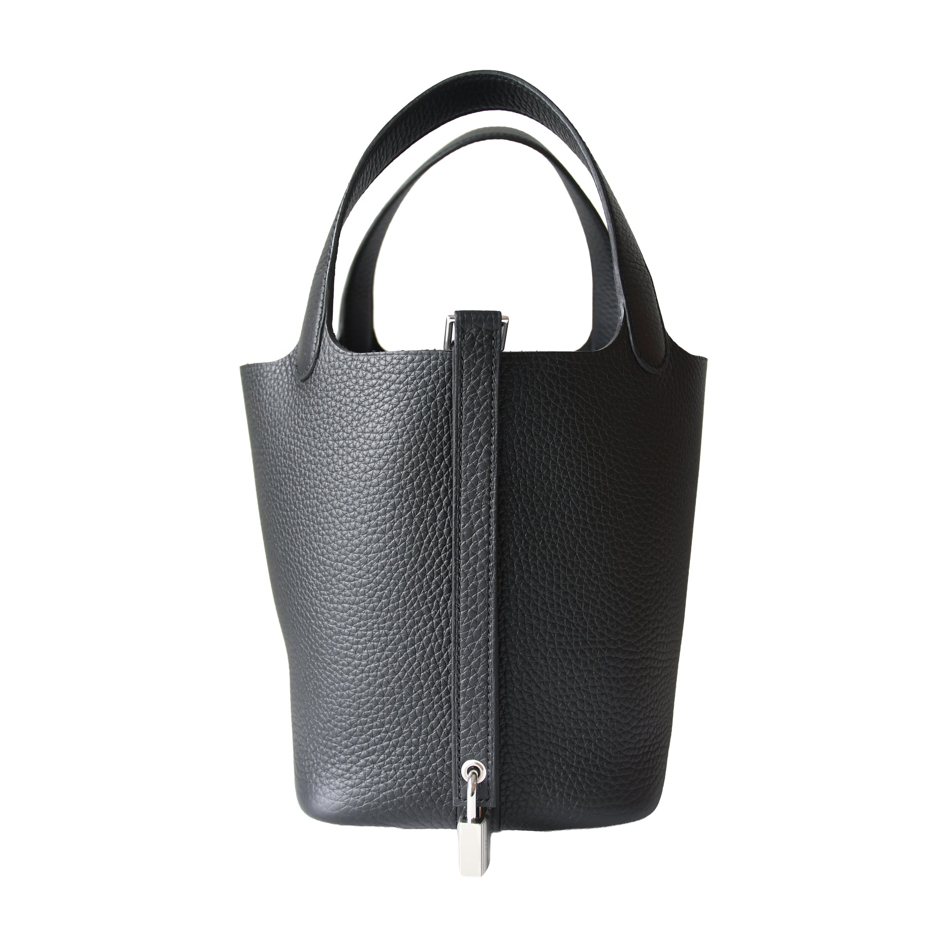 Hermes Picotin Lock 18 Bucket Bag Clemence Palladium Hardware Black-NOBLEMARS