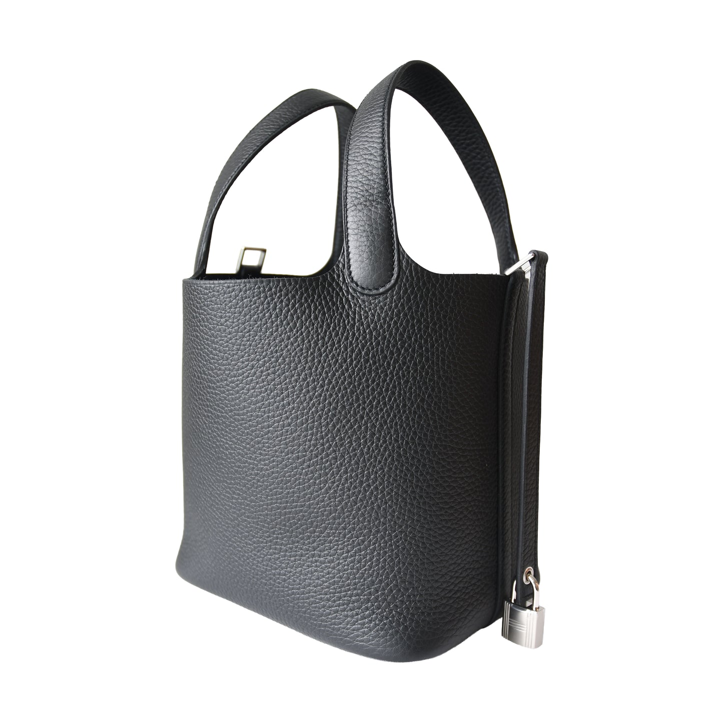 Hermes Picotin Lock 18 Bucket Bag Clemence Palladium Hardware Black-NOBLEMARS