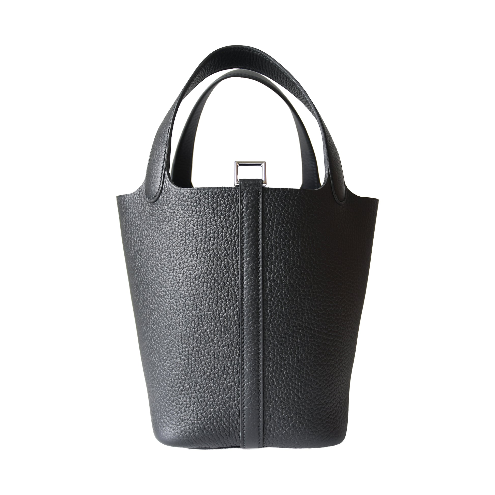 Hermes Picotin Lock 18 Bucket Bag Clemence Palladium Hardware Black-NOBLEMARS
