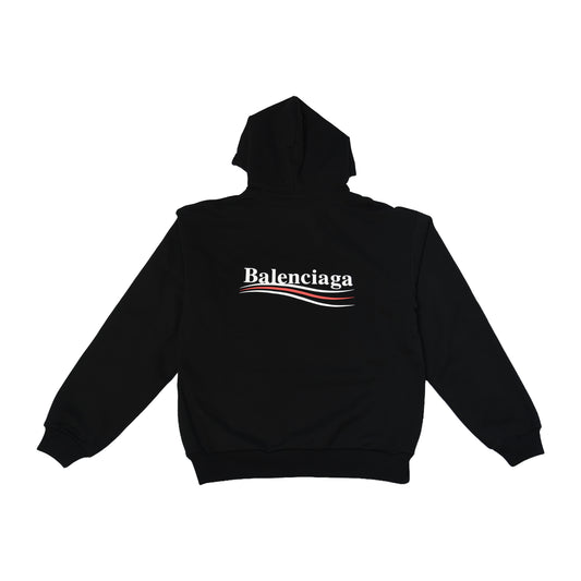 Balenciaga Political Campaign Logo Hoodie Black-NOBLEMARS