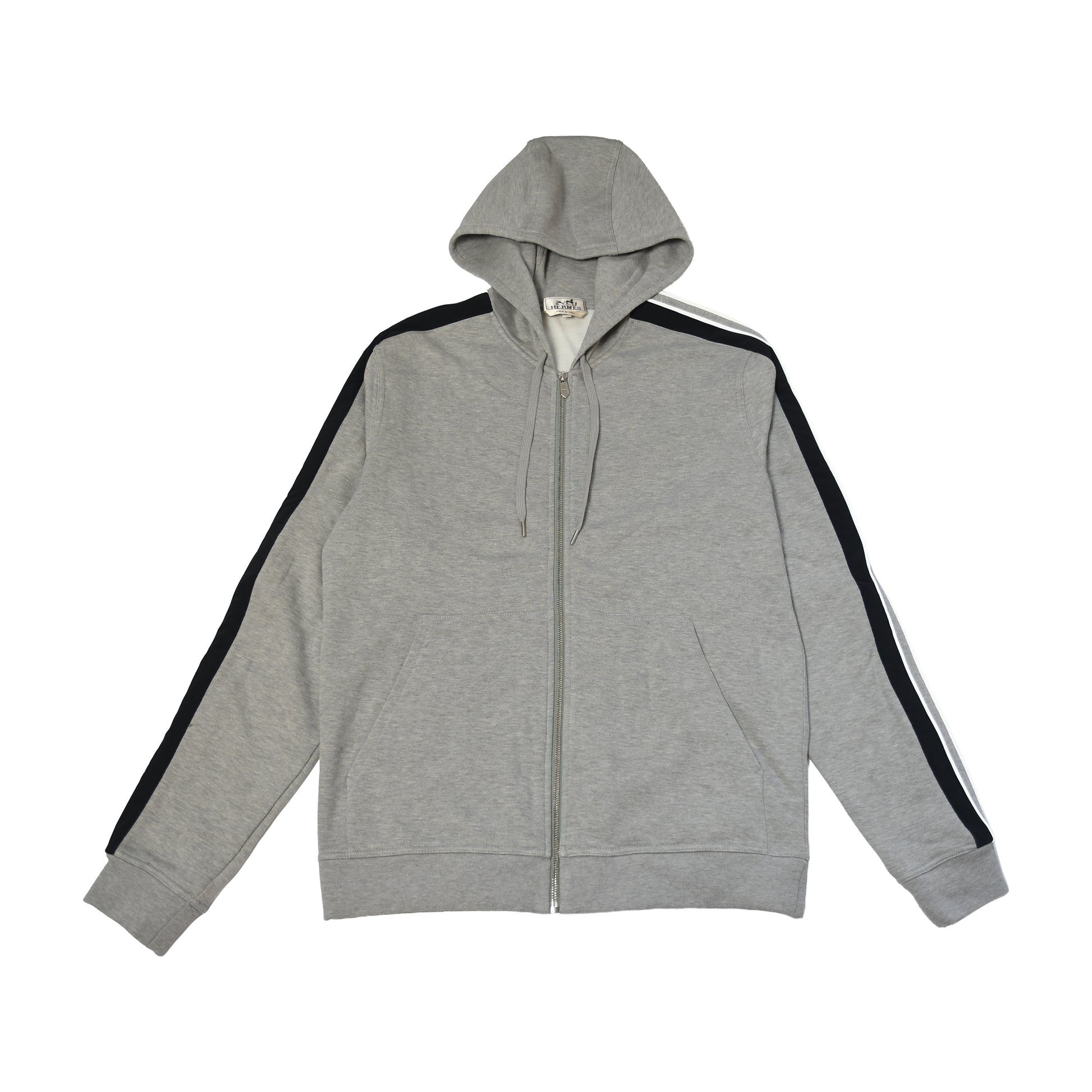 Hermes Run H Zipped Hoodie Grey-NOBLEMARS