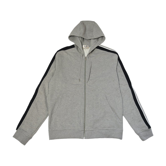 Hermes Run H Zipped Hoodie Grey-NOBLEMARS
