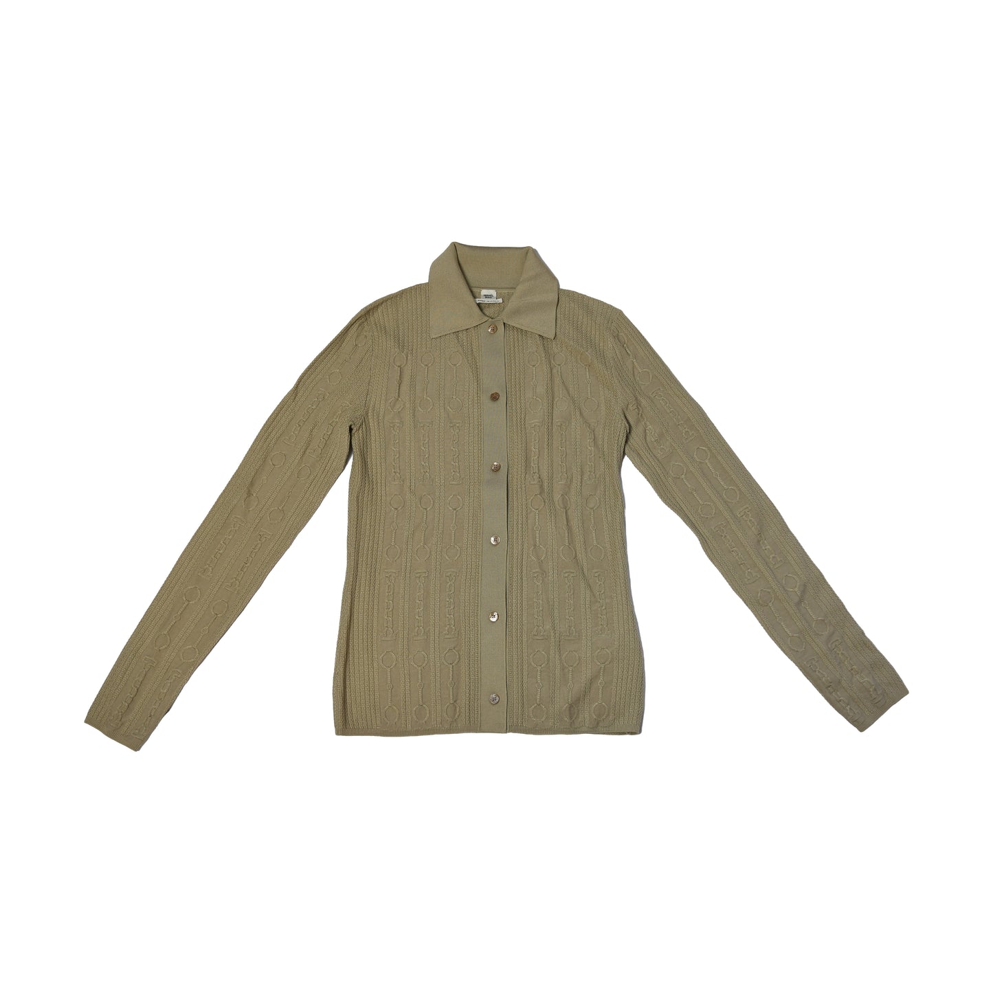 Hermes Chain Pattern Semi Wool Sweater Khaki-NOBLEMARS