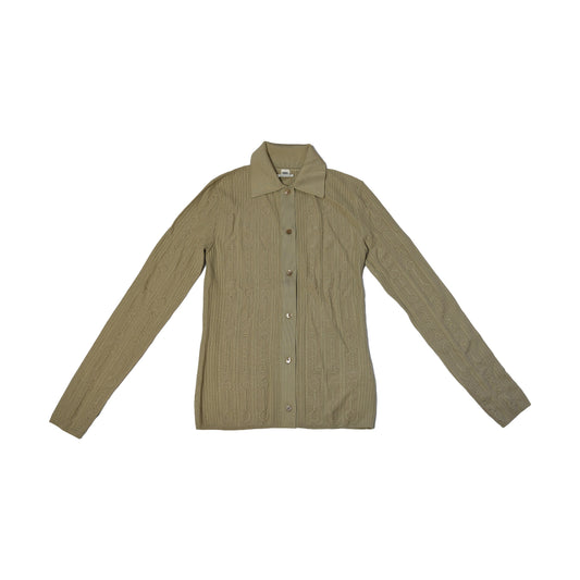 Hermes Chain Pattern Semi Wool Sweater Khaki-NOBLEMARS